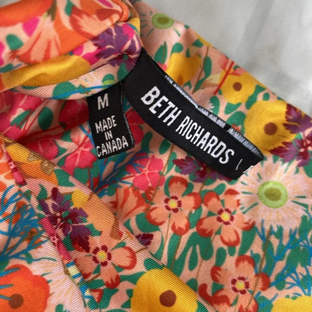 Beth Richards/Roopa Pemmaraju Swim High Waist Bikini Bottom Pink Garden Size M - Picture 6 of 9